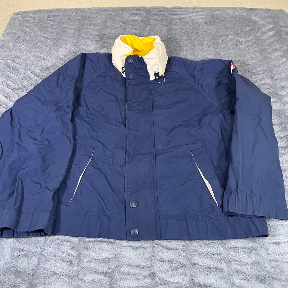 Vintage Tommy Hilfiger Sailing Jacket Navy Blue Yellow Windbreaker Mens‎ Large